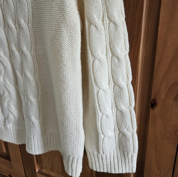 Vintage Abercrombie & Fitch Cable Knit Sweater Womens L Cream Ivory Crew Neck - Picture 3 of 12